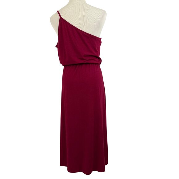 Ann Taylor Dress Women's Large Tall One-Shoulder Midi Elastic Waist Asymmetrical - Picture 3 of 11